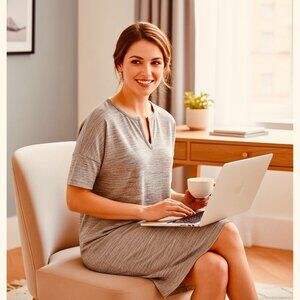 Old Navy Minimalist Knit Tunic Dress Sz S Taupe-Beige Marled #153K